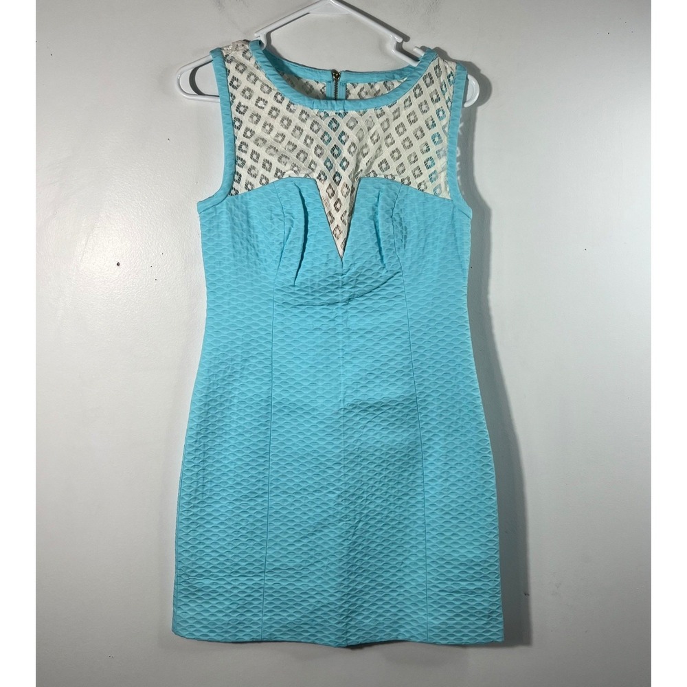 Womens Lilly Pulitzer Vandalia Shift Dress Serene Blue Lace‎ Cut Out 4